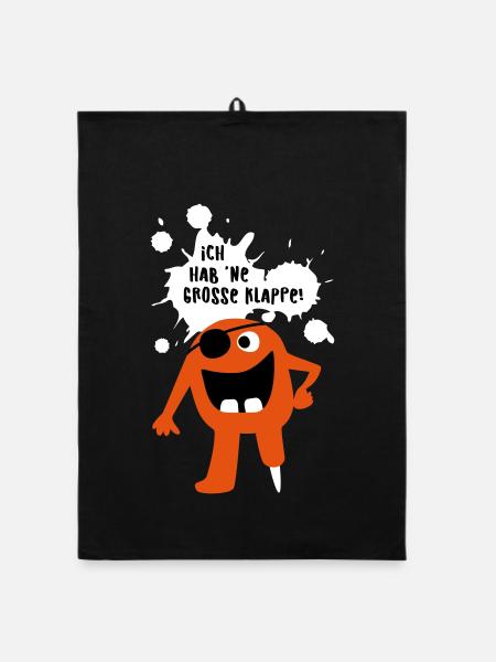 Monster große Klappe Großmaul Comic coole Quotes - Organic Geschirrtuch - Schwarz - Vorne