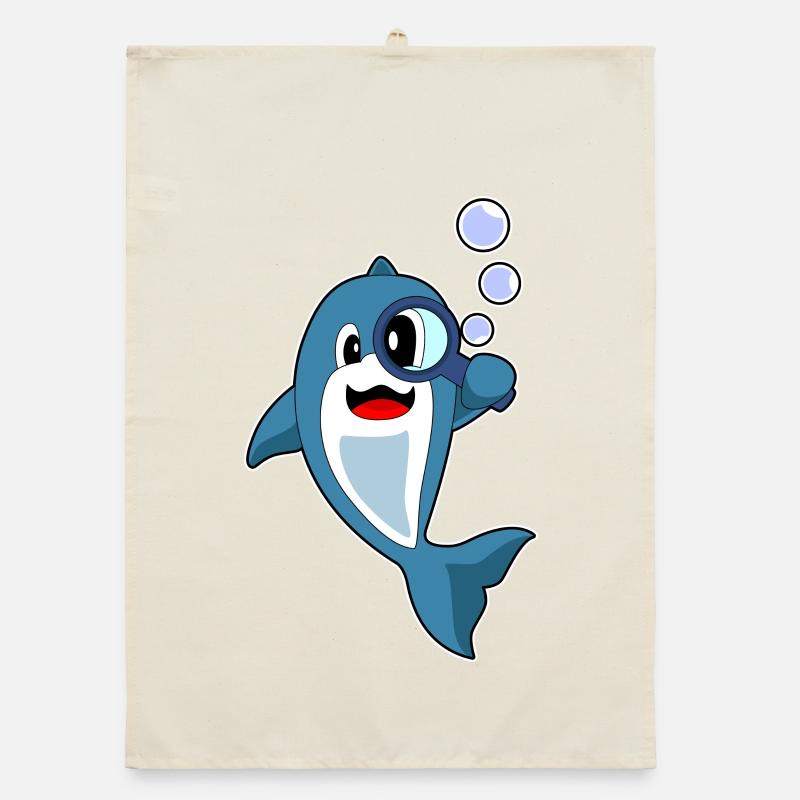 Dolphin Detective Magnifier Organic dish towel