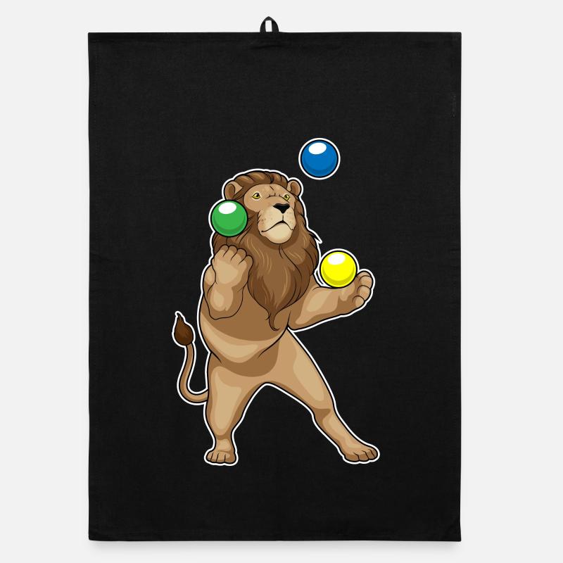Lion juggler juggling Organic dish towel