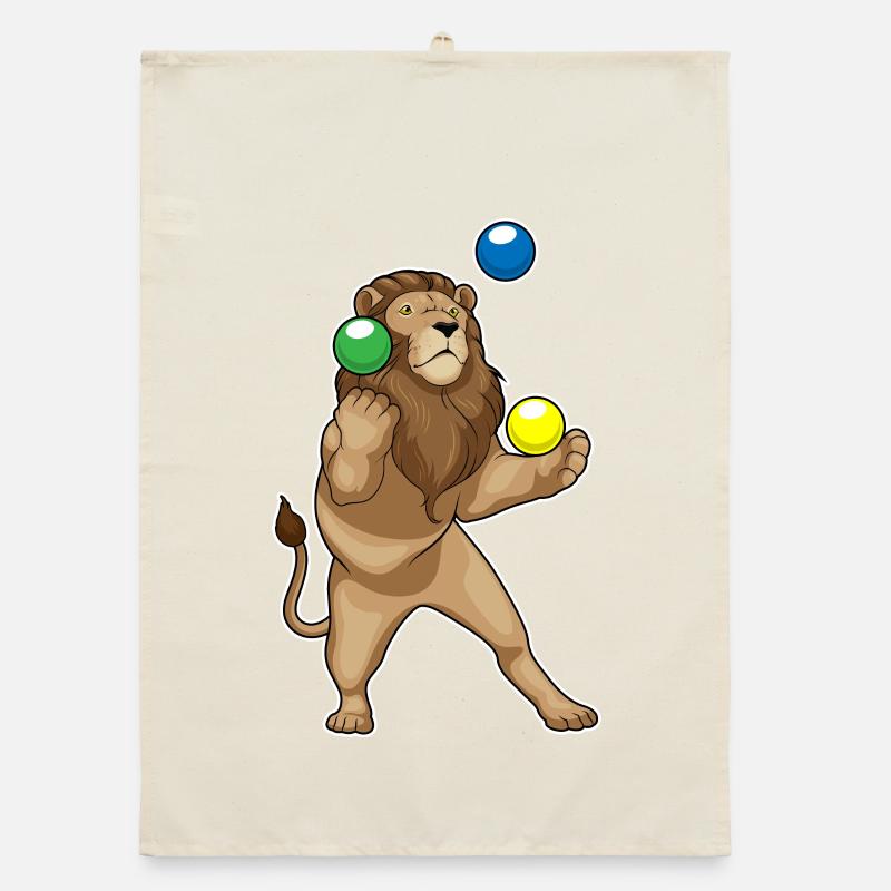 Lion juggler juggling Organic dish towel
