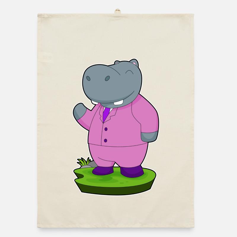 Hippo Groom Suit Wedding Organic dish towel