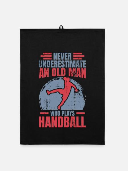 Grand-père handball - Torchon bio - noir - Devant