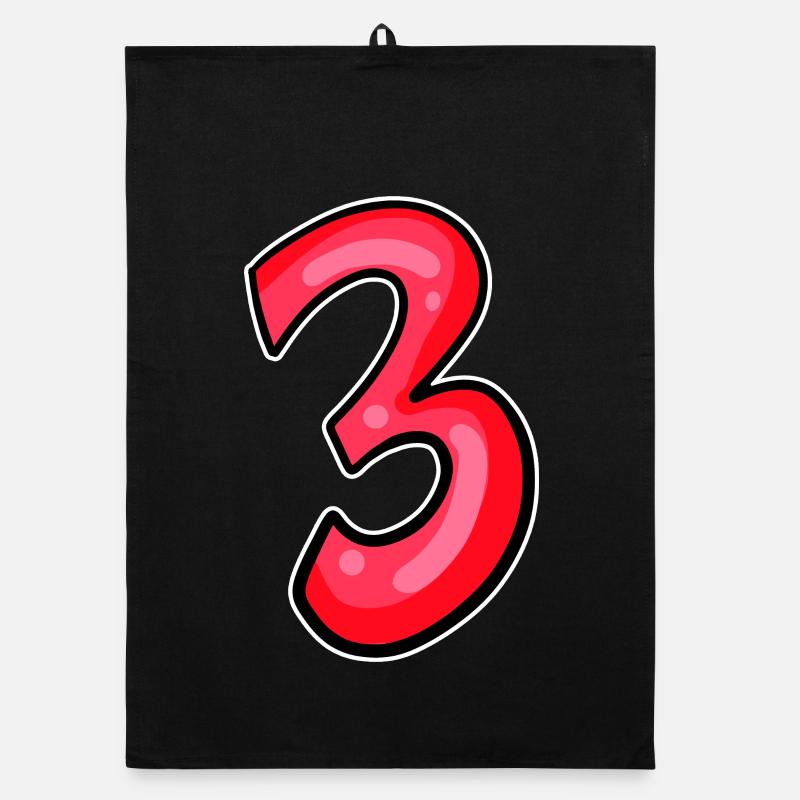 Three - 3 - Number 3 - Number 3 Organic dish towel