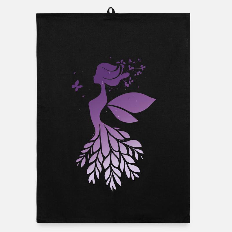 Conte de fées Silhouette de fée Violet Nature Design Torchon bio