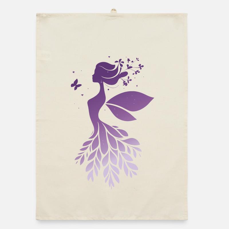 Conte de fées Silhouette de fée Violet Nature Design Torchon bio