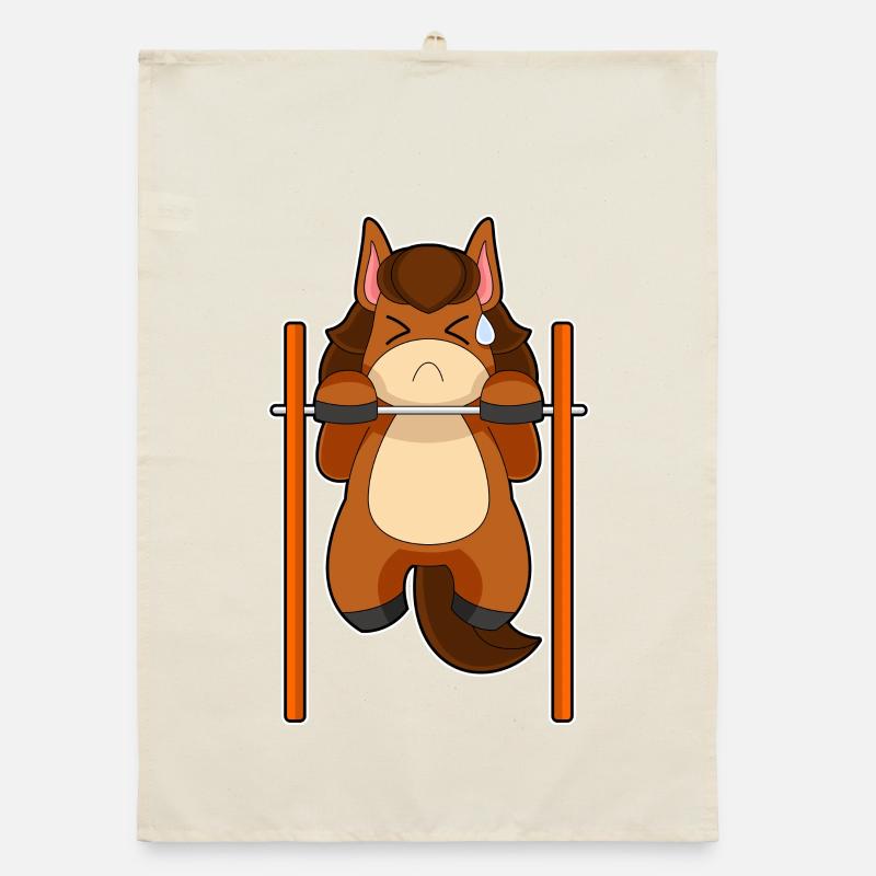 Horse Bodybuilder Pull-ups Bodybuilding Organic dish towel
