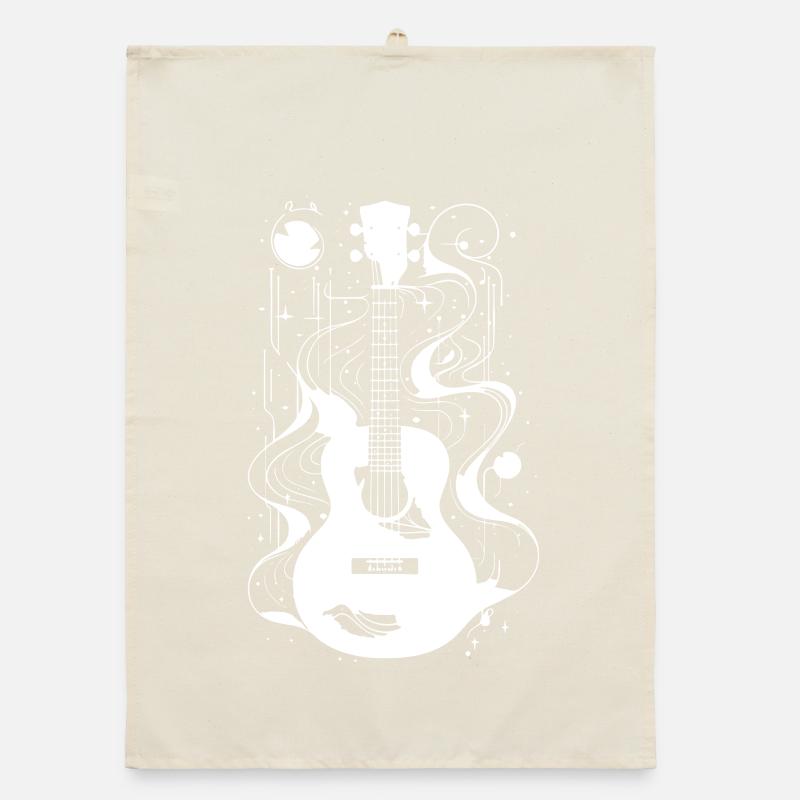 Ukulele Drawing Organic dish towel