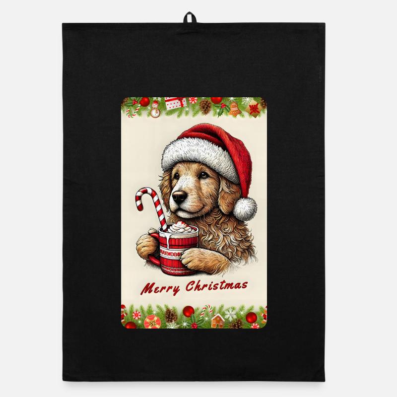 Chiot de Noël au chocolat chaud Torchon bio