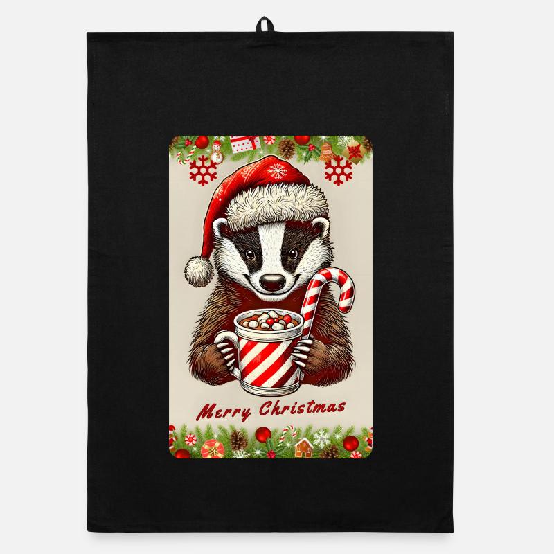Blaireau de Noël au chocolat chaud Torchon bio