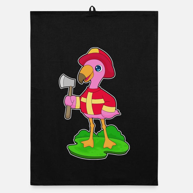Pompier Flamingo Axe Brigade des pompiers Torchon bio