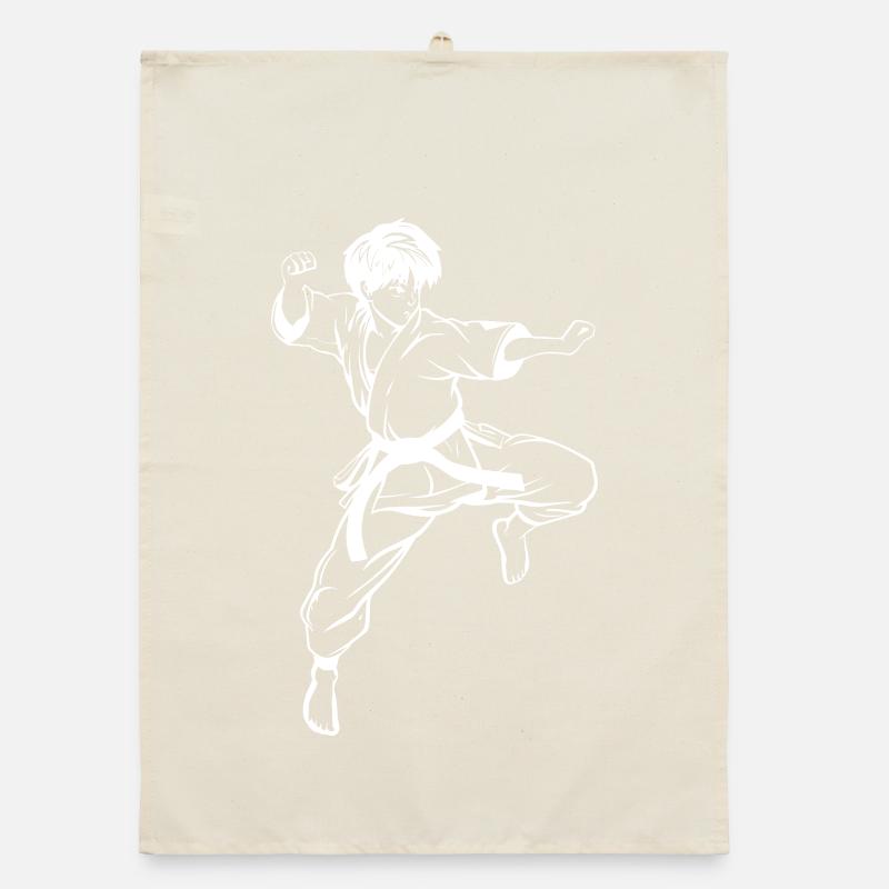 Karate Boy Sketch Organic dish towel