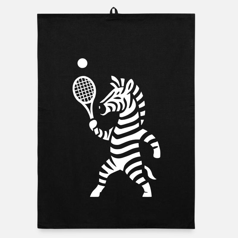 Minimalist Zebra Tennis Player Silhouette Organic dish towel