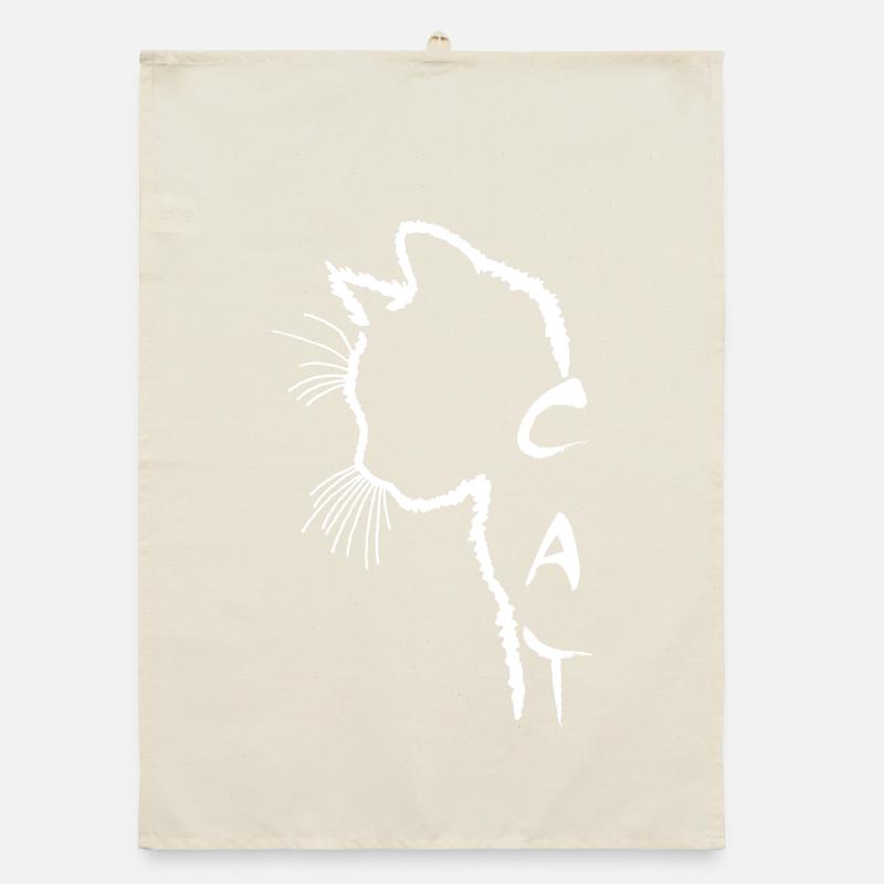 Silhouette de chat blanc Torchon bio