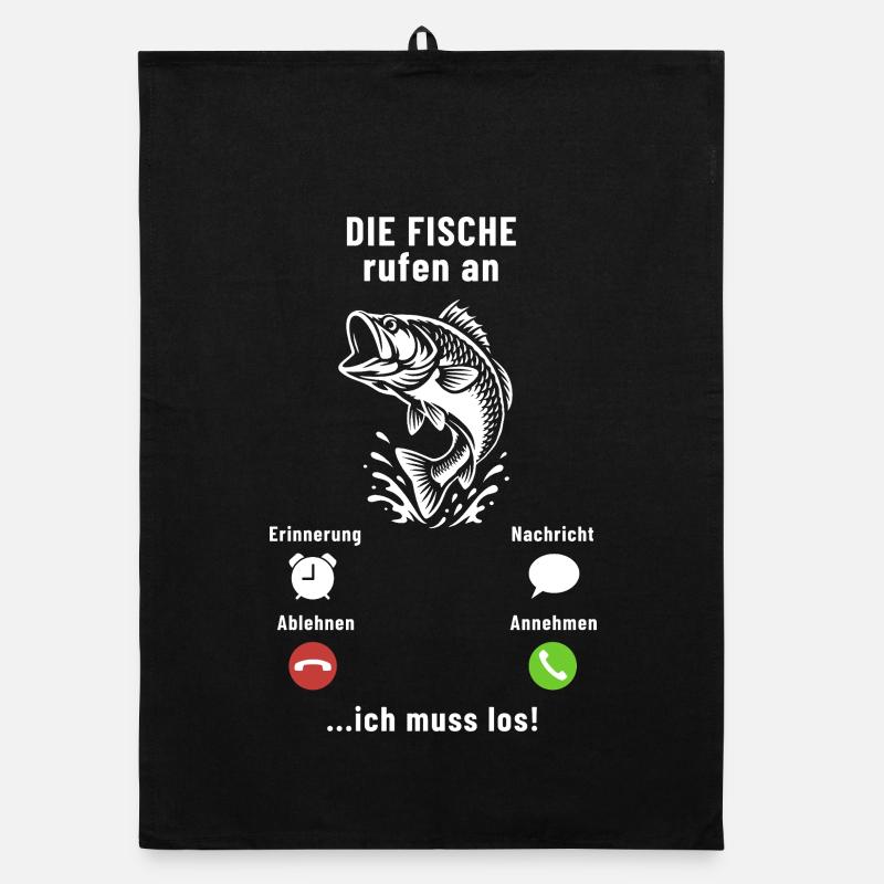 The fish are calling - I have to go - Angler Spruch Organic dish towel