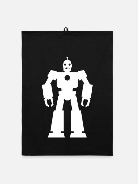 Roboter – KI Technik Sci-Fi Nerd Design - Organic Geschirrtuch - Schwarz - Vorne