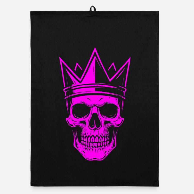 Neon Skull mit Krone Pink Gothic Style Sticker Organic Geschirrtuch