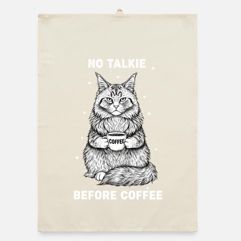 No conversation in front of coffee lover cat Organic dish towel