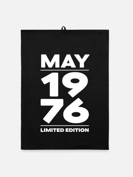 Limited Edition May 1976 Birthday Gift - Organic dish towel - black - Front