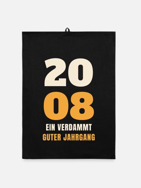 2008 Ein verdammt guter Jahrgang 18. Geburtstag - Organic Geschirrtuch - Schwarz - Vorne