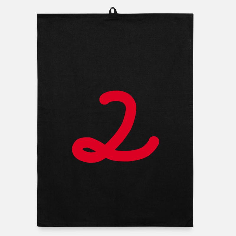 2 Number two number red Organic dish towel