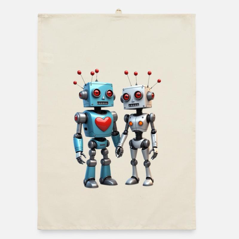 Roboter Pärchen Organic Geschirrtuch