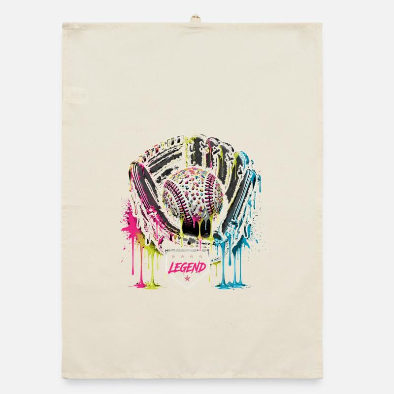 Graphique coloré de la légende du gant de baseball Torchon bio