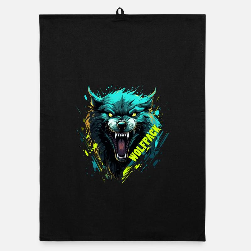 Masque de Loup Néon - Torchon bio - noir