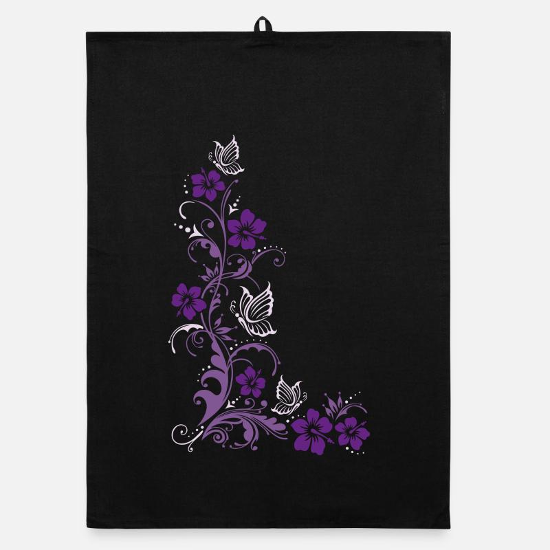 Hibiscus fleurs et papillons Torchon bio