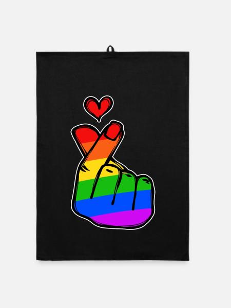 Peace Heart Love Rainbow Peace Movement - Organic dish towel - black - Front