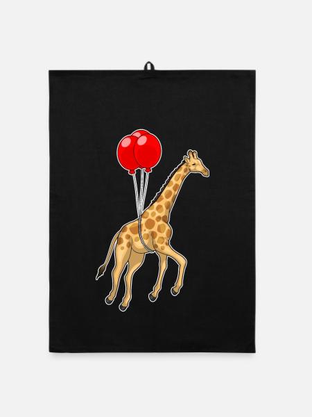 Giraffe Luftballon - Organic Geschirrtuch - Schwarz - Vorne