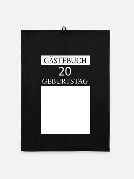 Guestbook 20th Birthday Signature T-shirt - Organic dish towel - black - Front