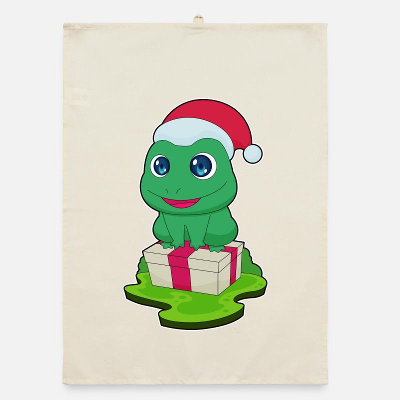 Frog Christmas Package Organic dish towel