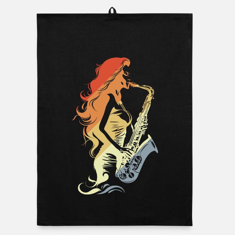 Saxophone Player Vintage Organic dish towel
