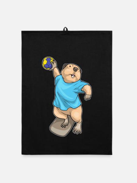 Beaver Handball Joueur Handball - Torchon bio - noir - Devant