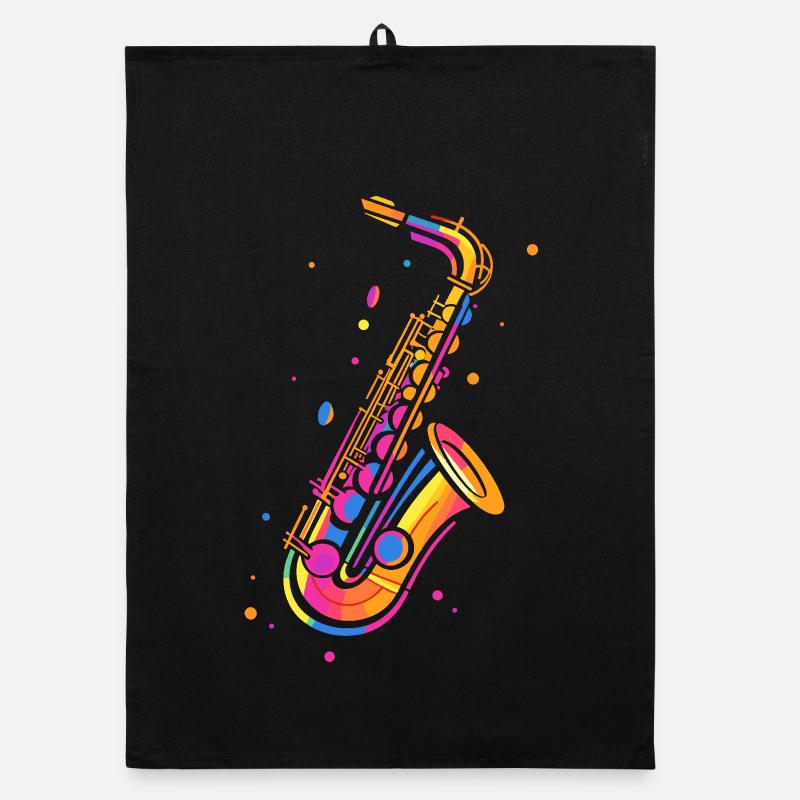 Retro Saxophone Organic dish towel