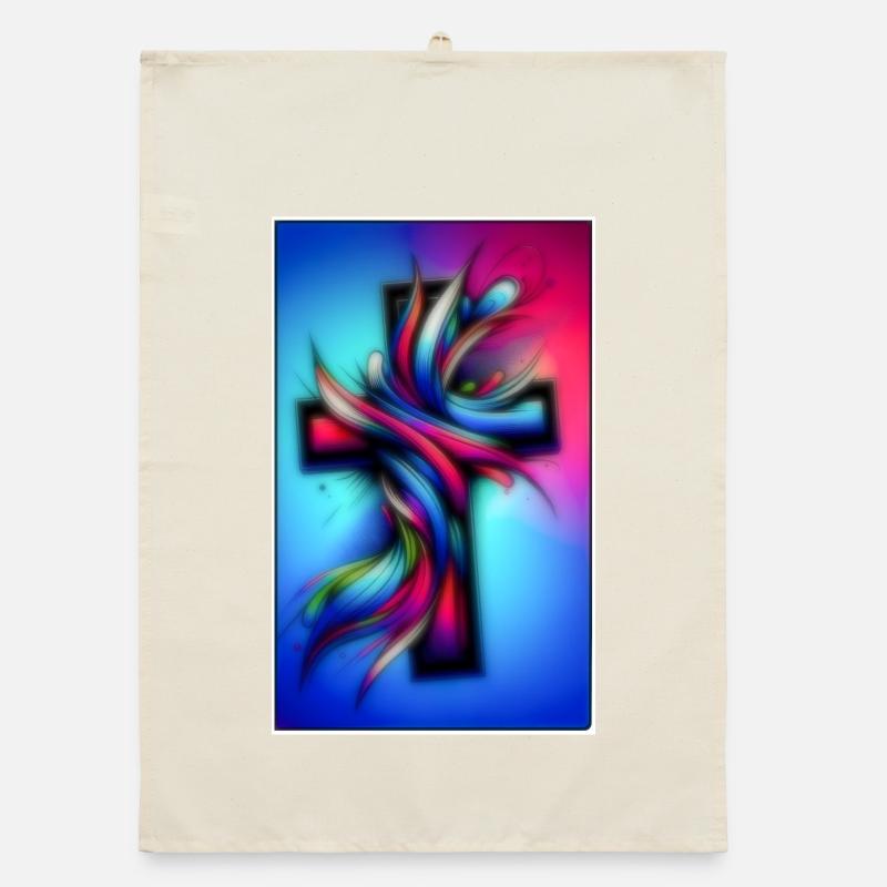 Croix colorée Torchon bio