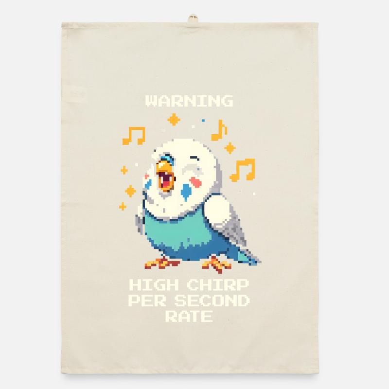 Warnung: Hohe Zwitscherfrequenz | Wellensittich Organic Geschirrtuch