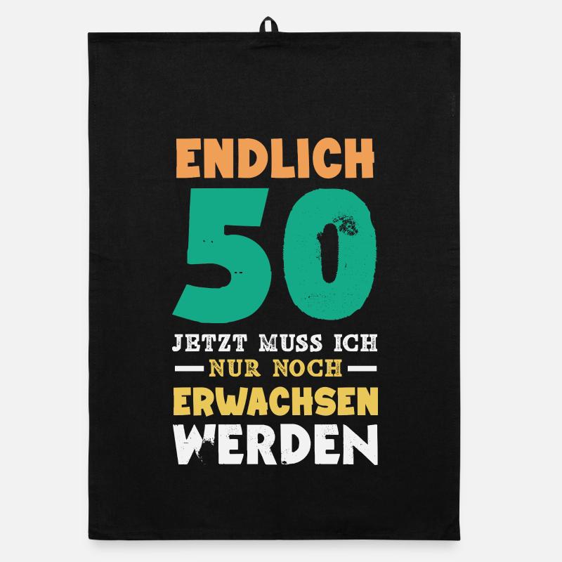 Funny 50th Birthday Shirt Gift Organic dish towel