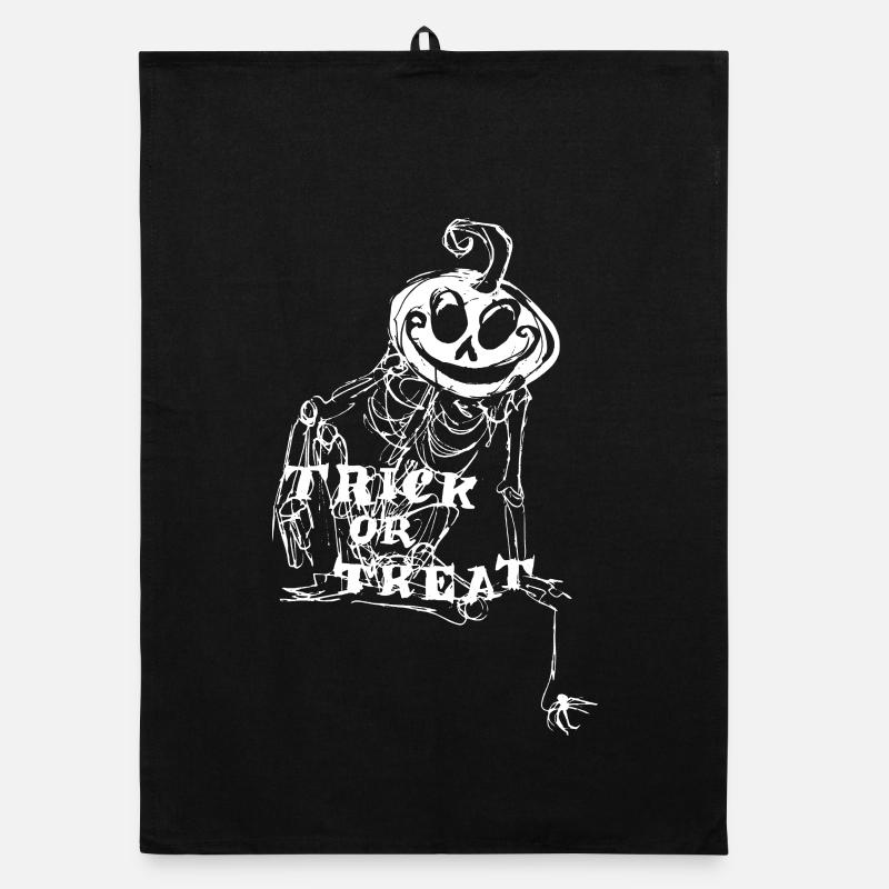 Halloween Trick or Treat Comic Citrouille Squelette Torchon bio