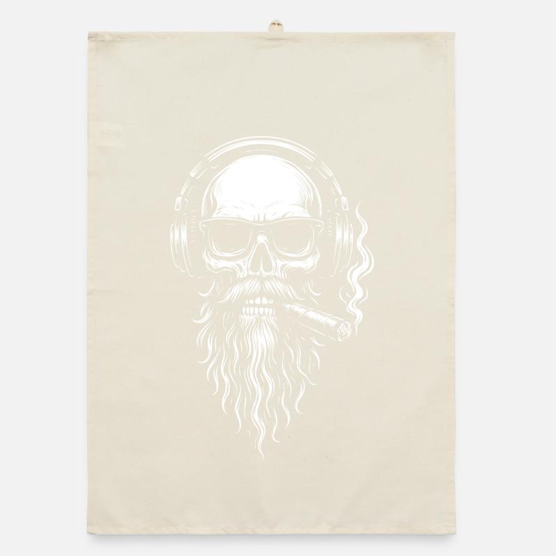 Einfarbiger Totenkopf-DJ mit Bart Organic Geschirrtuch