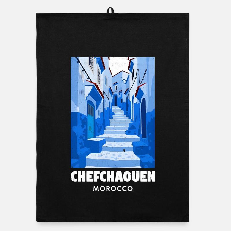 Blaues Chefchaouen Gassenweg Organic Geschirrtuch