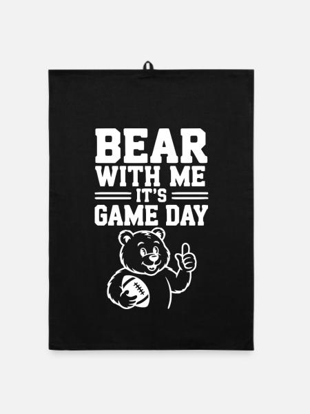 Bear With Me, It’s Game Day - Organic dish towel - black - Front