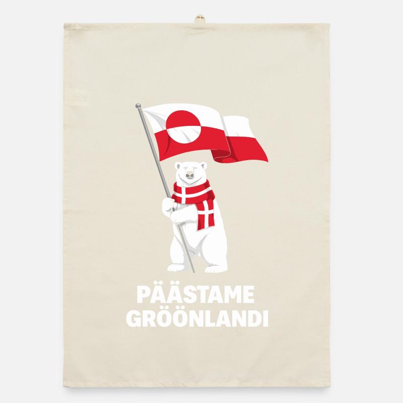 Ours polaire avec drapeau du Groenland Torchon bio