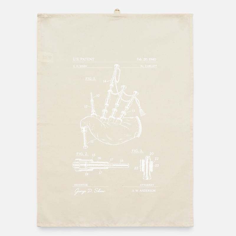 T-shirt médiéval design de plan de cornemuse Torchon bio