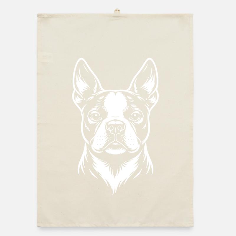 Boston Terrier Head Organic dish towel