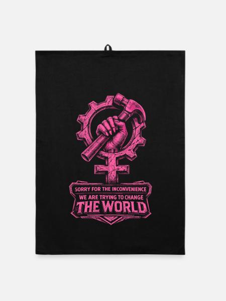 Feminismus Feministin Feminist - Organic Geschirrtuch - Schwarz - Vorne