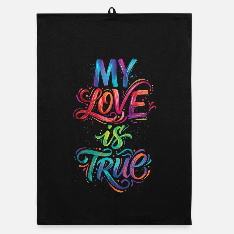 Meine Liebe ist wahr, farbenfroher Text, Malerei, Druck, Organic Geschirrtuch