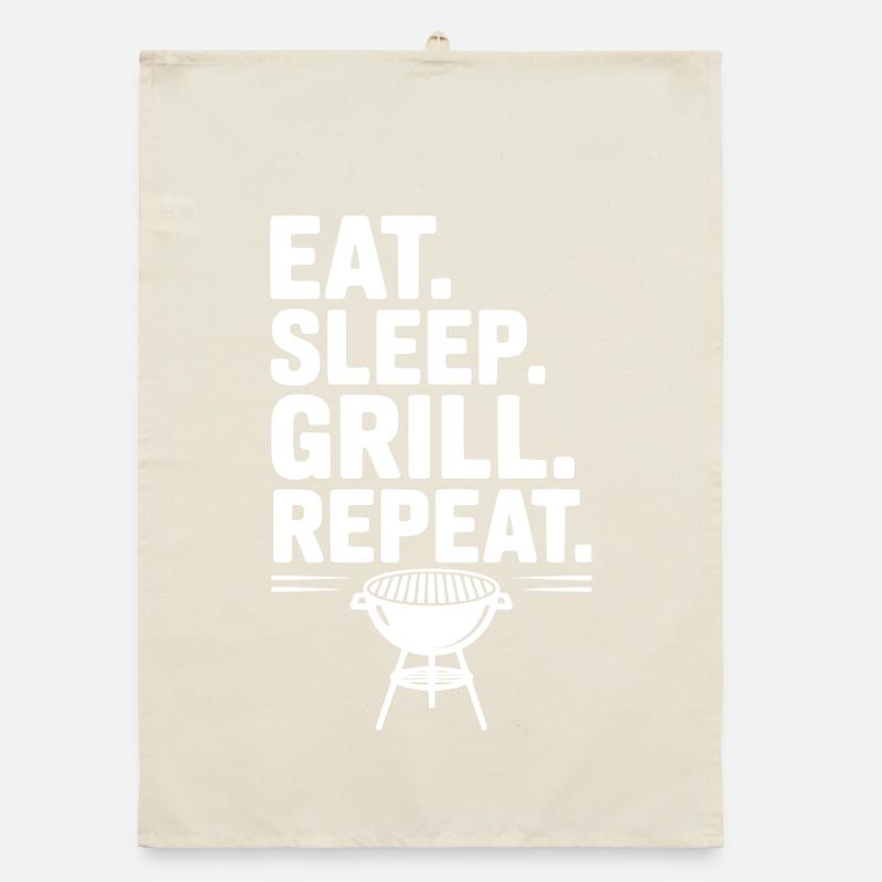 Eat. Sleep. Grill. Repeat. Organic dish towel
