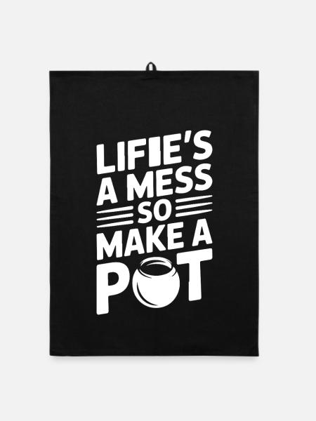 Pottery Artists Mess Make A Pot Pottery - Organic dish towel - black - Front