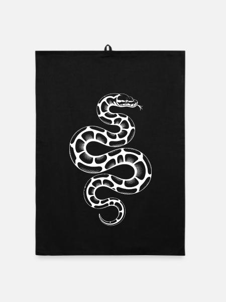 Schlangenspirale im Schwarz-Weiß - Organic Geschirrtuch - Schwarz - Vorne